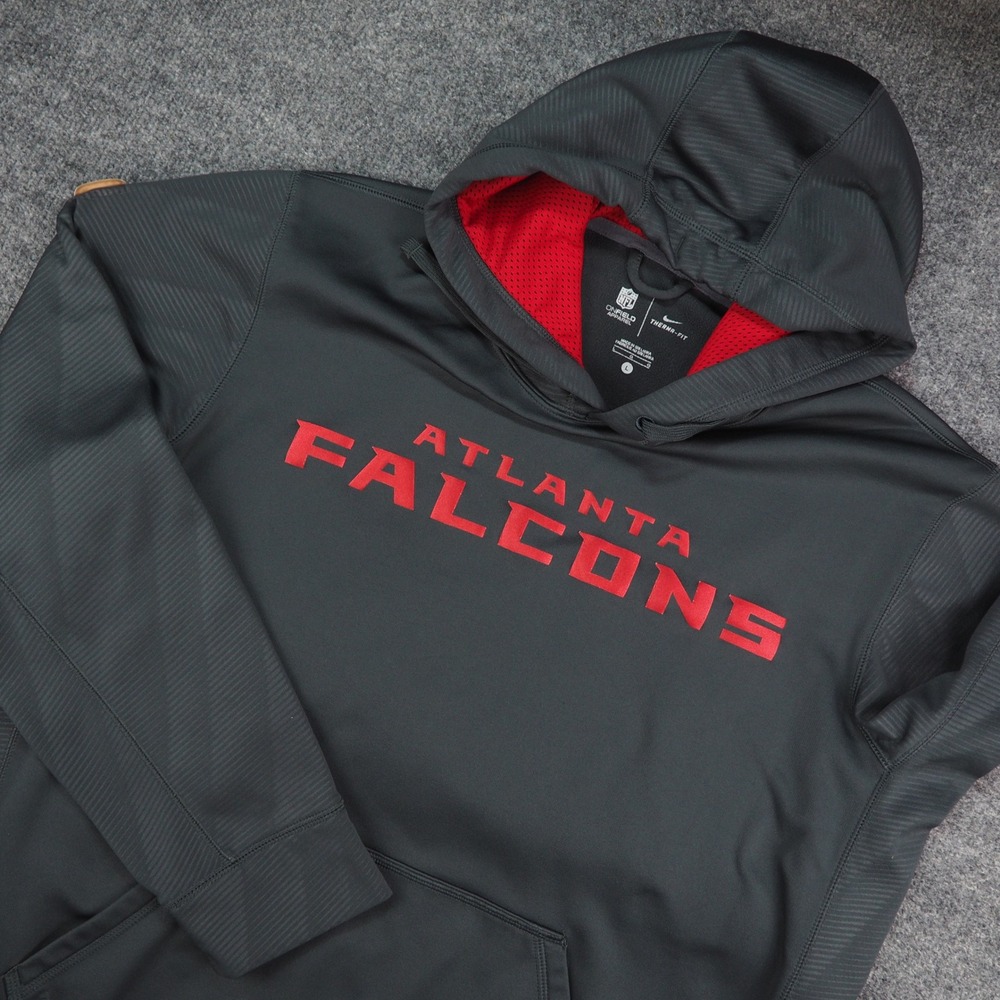 Atlanta Falcons Hoodie Mens Large Therma-Fit Charcoal Grey Solid Nike Football